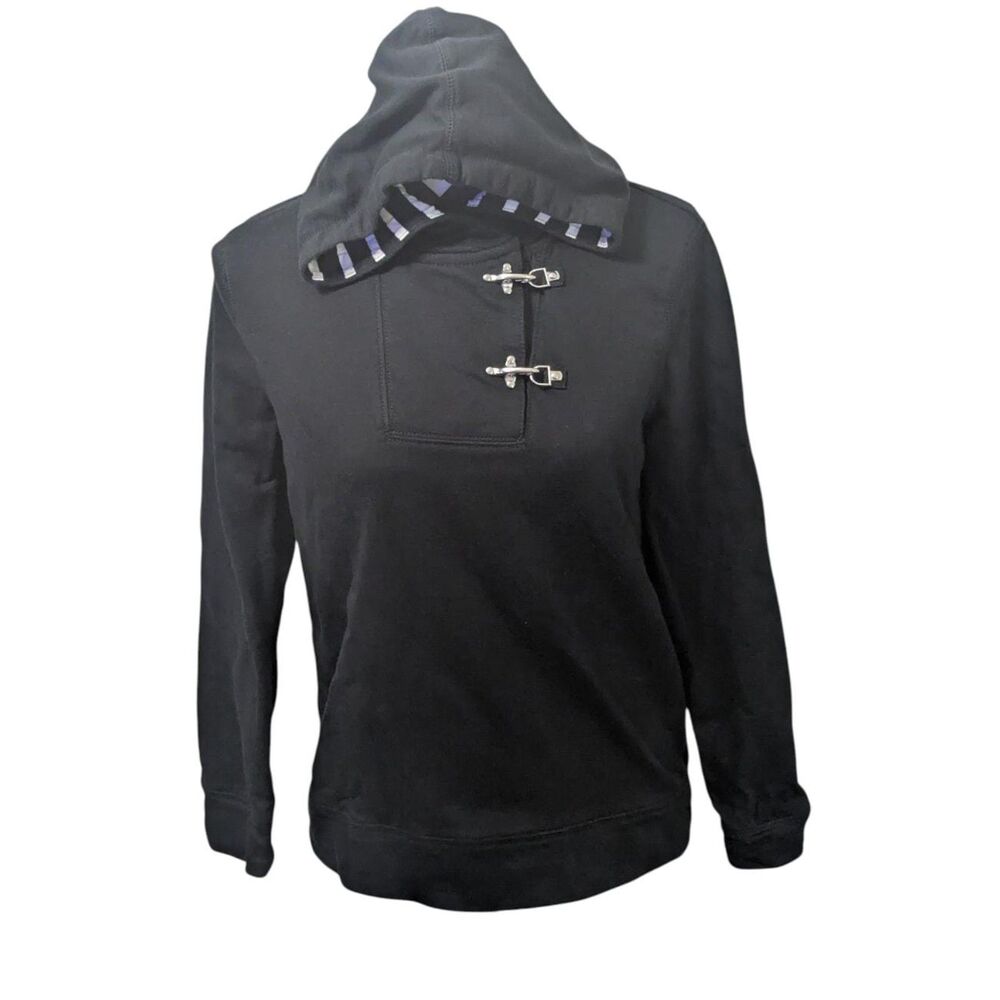 Lauren Jeans Co. by Ralph Lauren Black Toggle Button Hoodie M 100% Cotton